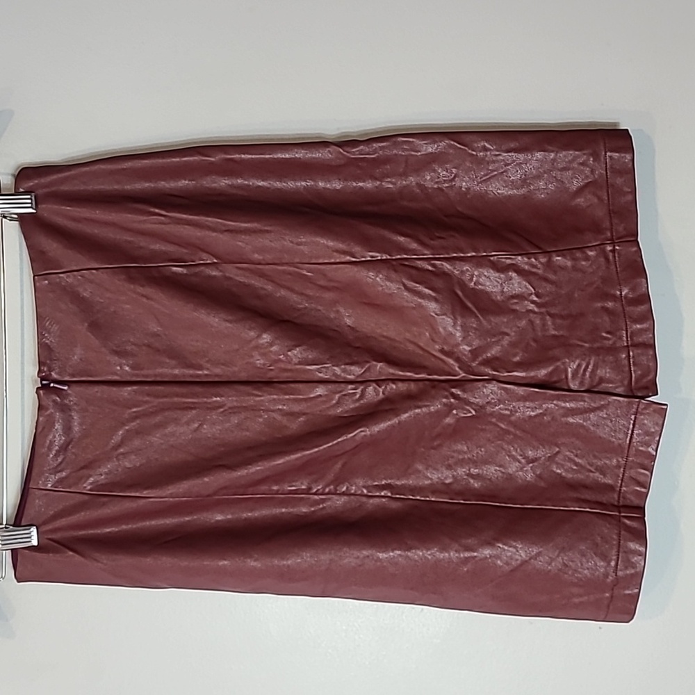 Paper Crown Womens Faux Leather Merlot Burgundy Skirt‎ Size 4 Luxury Fall - Picture 6 of 10